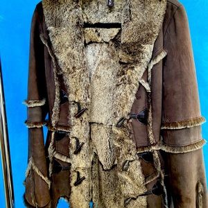 K YEN Rabbit fur and suede coat